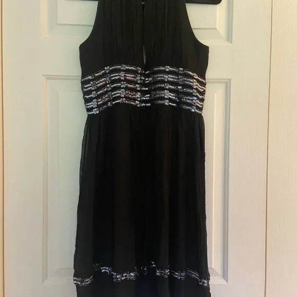 Vtg Adrianna Papell Silk Dress Size 10 Beaded Black Evening Cocktail Formal - Picture 7 of 10